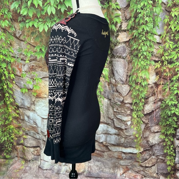 DESIGUAL Overprinted Long Sleeve Embellished Tunic, XS - Picture 5 of 9